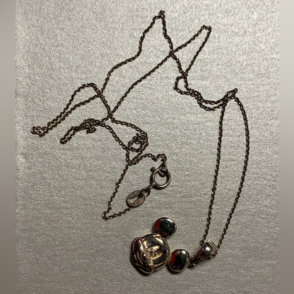 Silver Mickey Mouse Necklace on Silver Chain